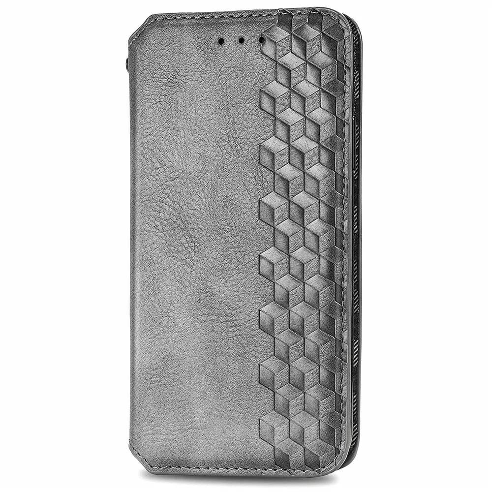 For Infinix Zero 30 4G PU Leather Case Rhombus Imprint Wallet Stand Phone Cover - Grey - 5