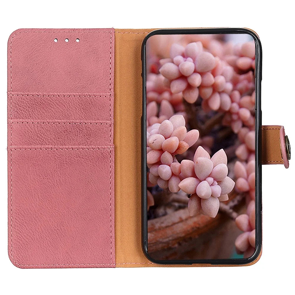 KHAZNEH For OnePlus 12R 5G / Ace 3 5G Cell Phone Case Cowhide Texture Leather Wallet Anti-scratch Cover - Pink - 2