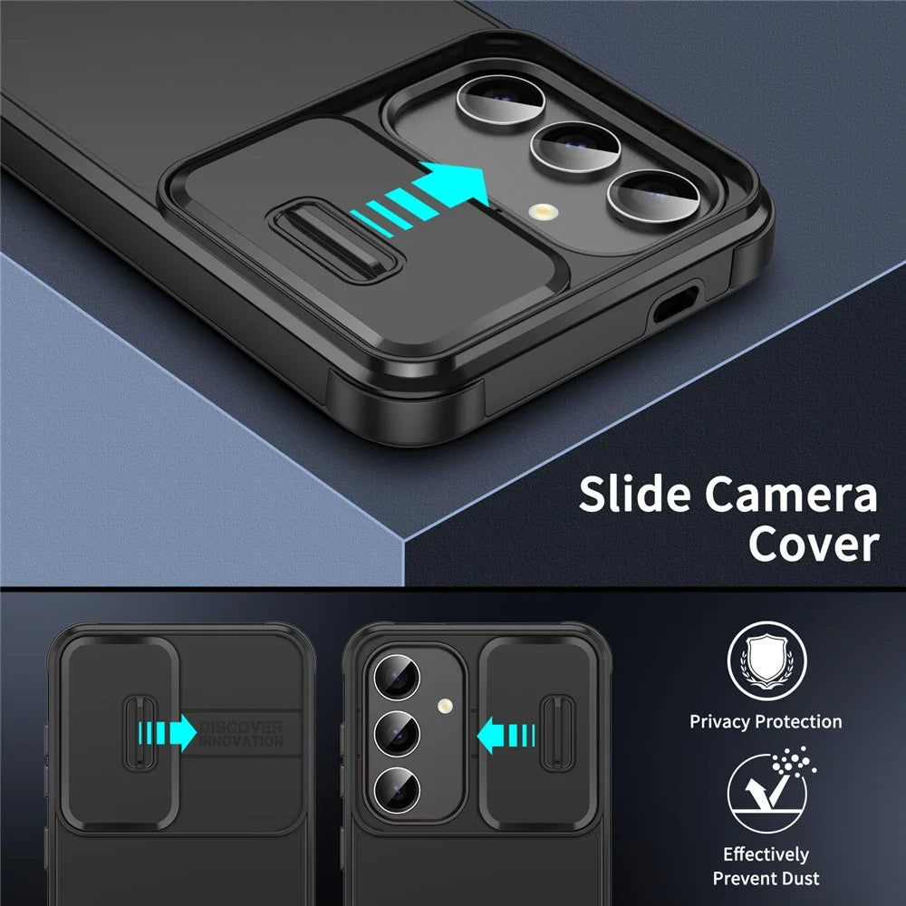 For Samsung Galaxy A54 5G Case PC+TPU Phone Cover with Slide Camera Protection - Black - 2