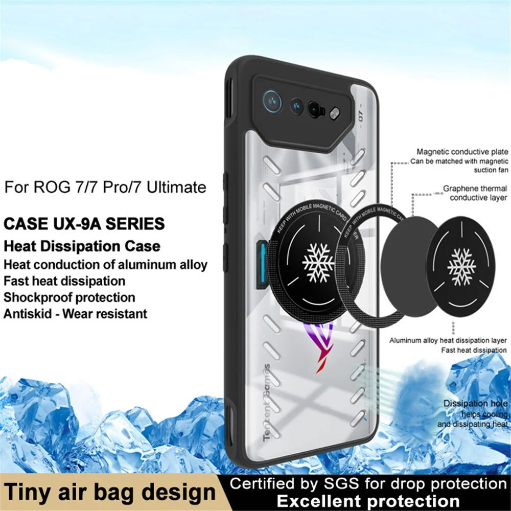 IMAK UX-9A Series for Asus ROG Phone 7 5G / Phone 7 Ultimate 5G / Phone 7 Pro Case Clear PC+TPU Heat Dissipation Phone Shell - 2