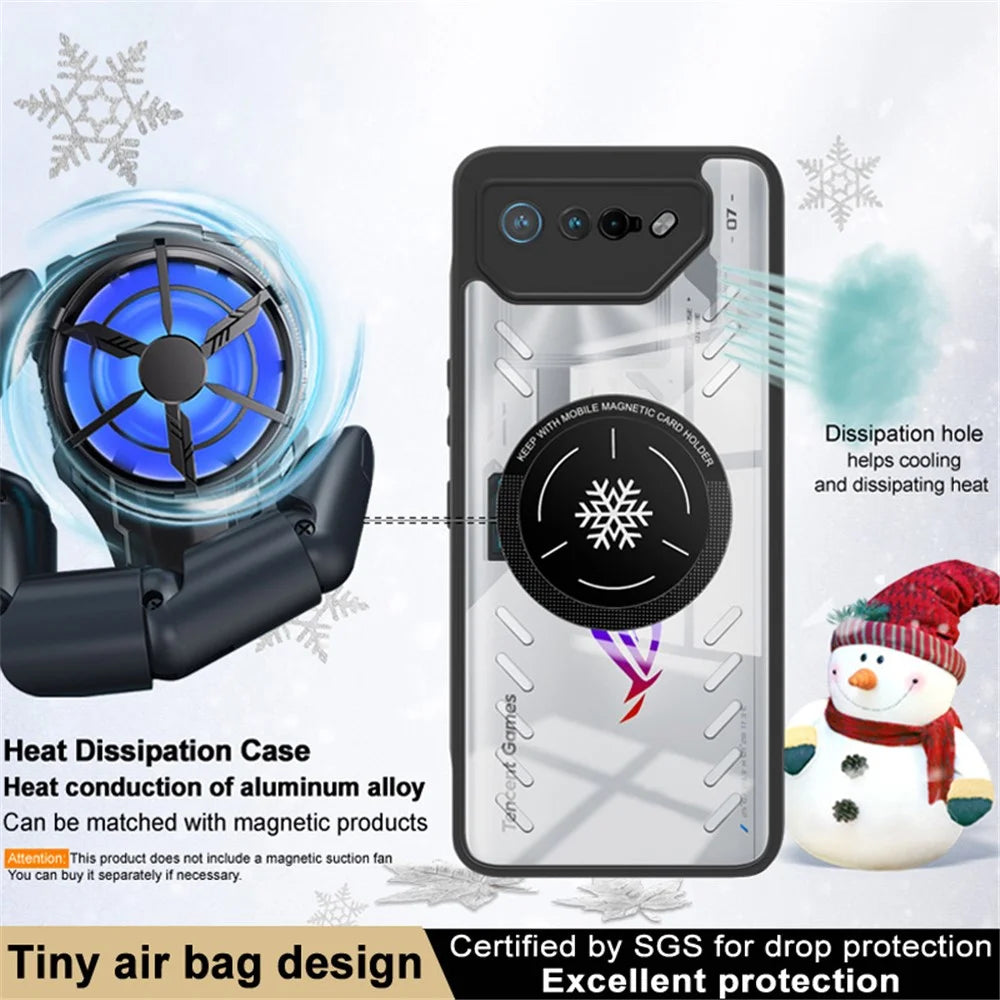 IMAK UX-9A Series for Asus ROG Phone 7 5G / Phone 7 Ultimate 5G / Phone 7 Pro Case Clear PC+TPU Heat Dissipation Phone Shell - 3