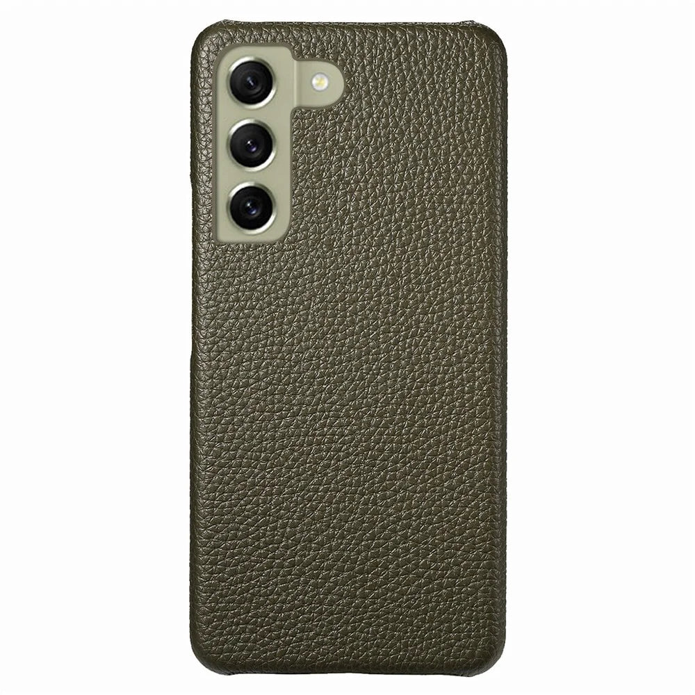 Y1 For Samsung Galaxy S21 FE 5G Case Anti-Scratch Litchi Texture PU+PC Phone Cover - Midnight Green - 2
