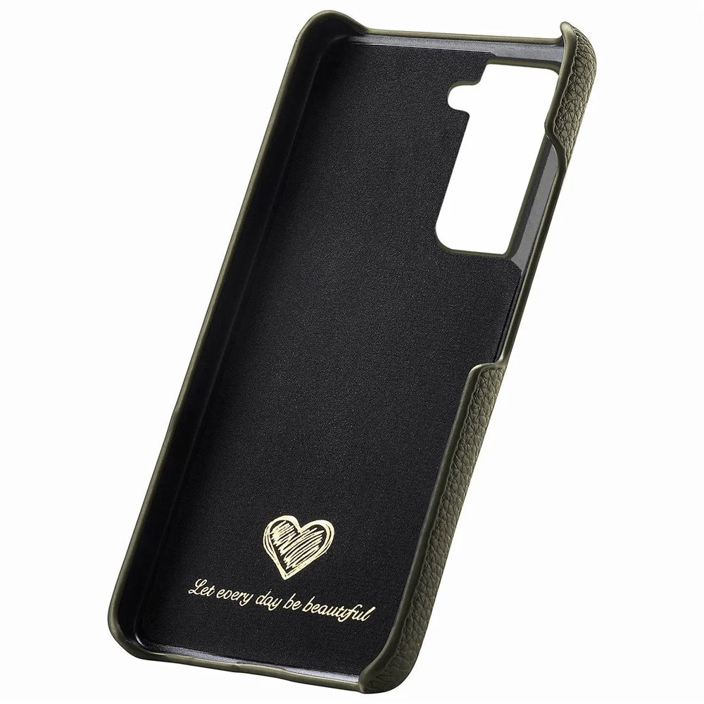 Y1 For Samsung Galaxy S21 FE 5G Case Anti-Scratch Litchi Texture PU+PC Phone Cover - Midnight Green - 3