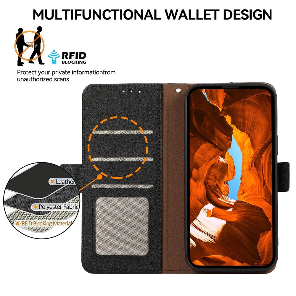ABEEL For Samsung Galaxy S25+ / S24+ Case RFID Blocking Wallet Phone Leather Cover - Black - 4