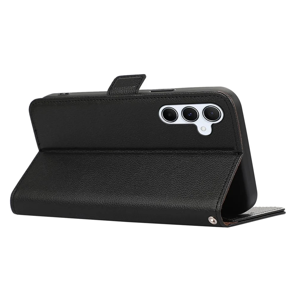 ABEEL For Samsung Galaxy A04s 4G (164.7mm) / A13 5G Case Litchi Texture RFID Blocking Leather Phone Cover - Black - 3