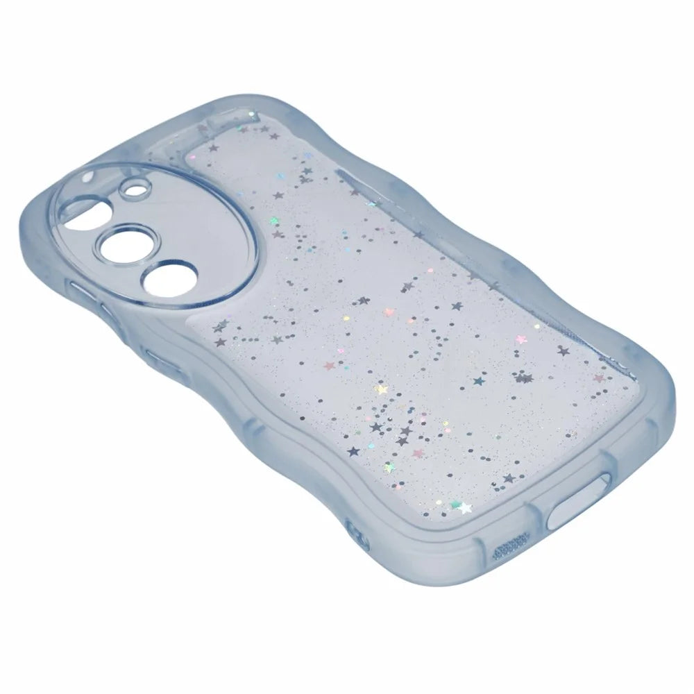 JTW Series for Samsung Galaxy S23 TPU Case Wavy Edge Epoxy Anti-Drop Phone Cover - Transparent Blue - 5