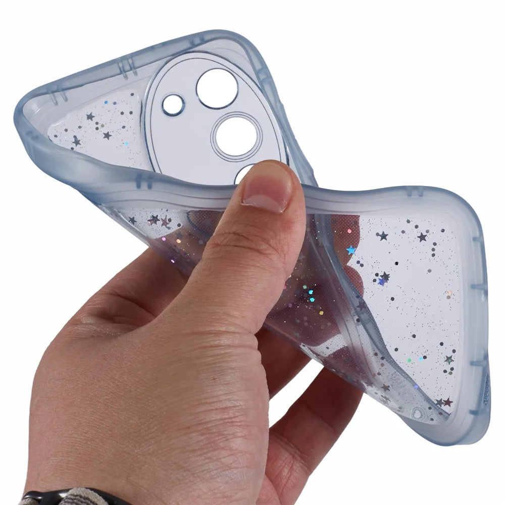 JTW Series for Samsung Galaxy S23 TPU Case Wavy Edge Epoxy Anti-Drop Phone Cover - Transparent Blue - 6