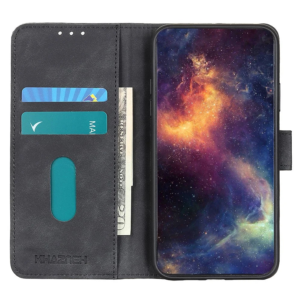 KHAZNEH For OnePlus Nord CE4 5G  / Oppo K12 Case Retro Design PU Leather Wallet Phone Cover - Black - 3