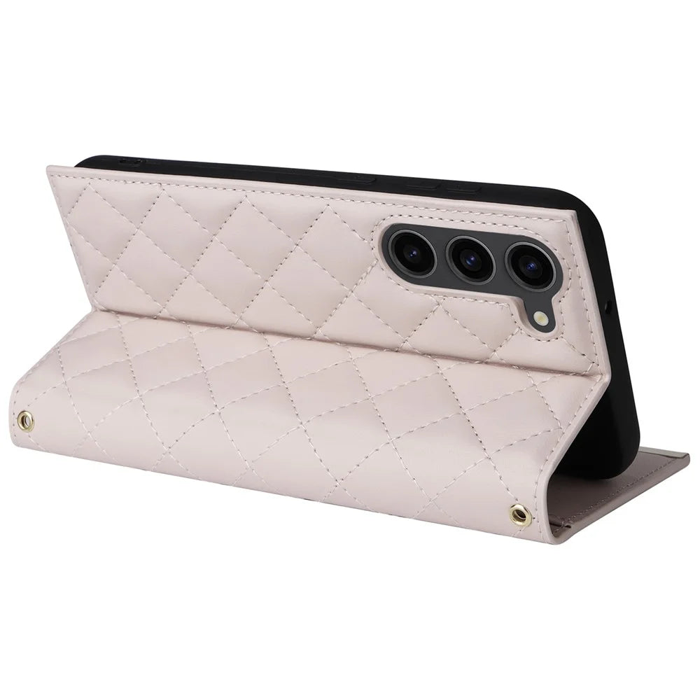 For Samsung Galaxy S23+ Wallet Case Anti-Drop PU Leather Phone Cover with Stand - Beige - 3