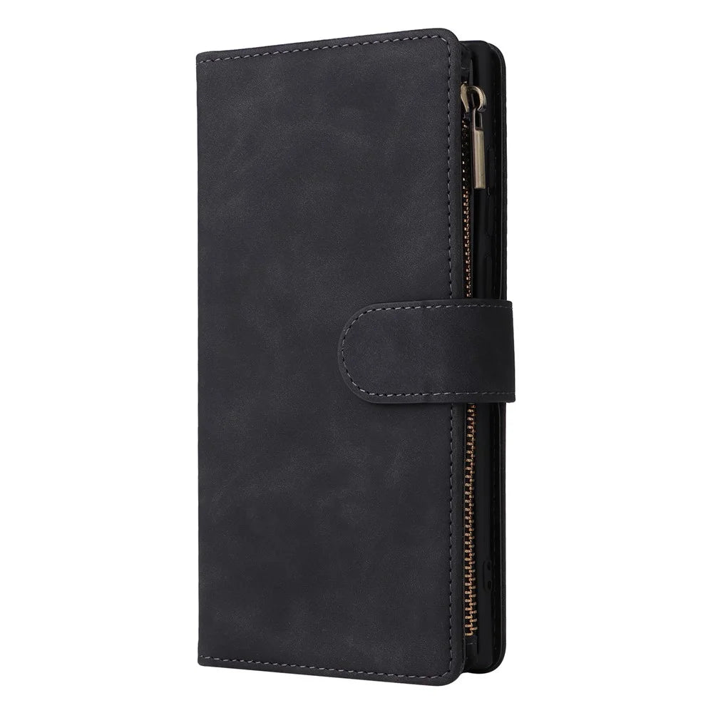 For Samsung Galaxy S24 Ultra Cell Phone Case Multiple Card Slots PU Leather Protection Cover - Black - 7