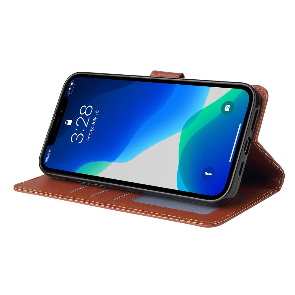 For iPhone 11 Case PU Leather+Shockproof TPU Wallet Phone Cover - Brown - 3
