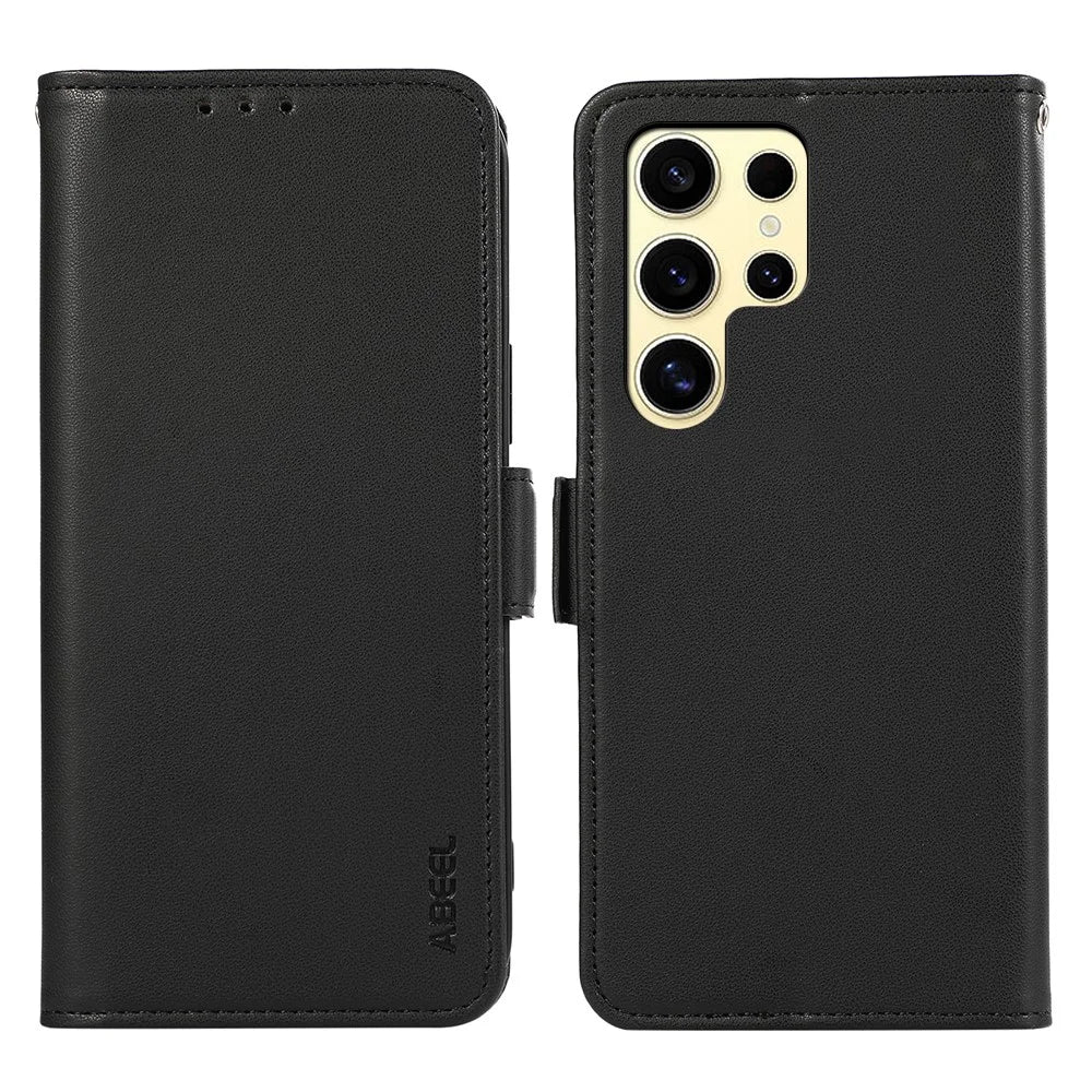 ABEEL For Samsung Galaxy S24 Ultra Case RFID Blocking Drop-Proof Wallet Phone Shell - Black - 1