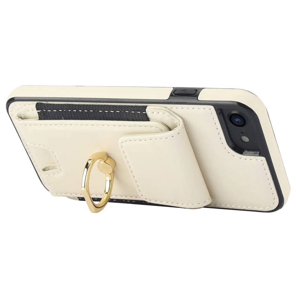 For iPhone 7 / 8 / SE (2020) / SE (2022) Kickstand Case Card Slots PU Leather+TPU Phone Cover - Apricot - 4