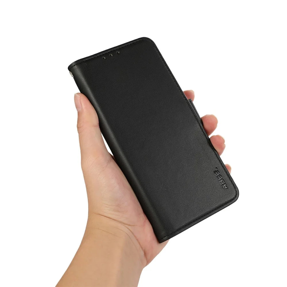 ABEEL For Samsung Galaxy A04s 4G (164.7mm) / A13 5G Case Leather RFID Blocking Phone Cover - Black - 5