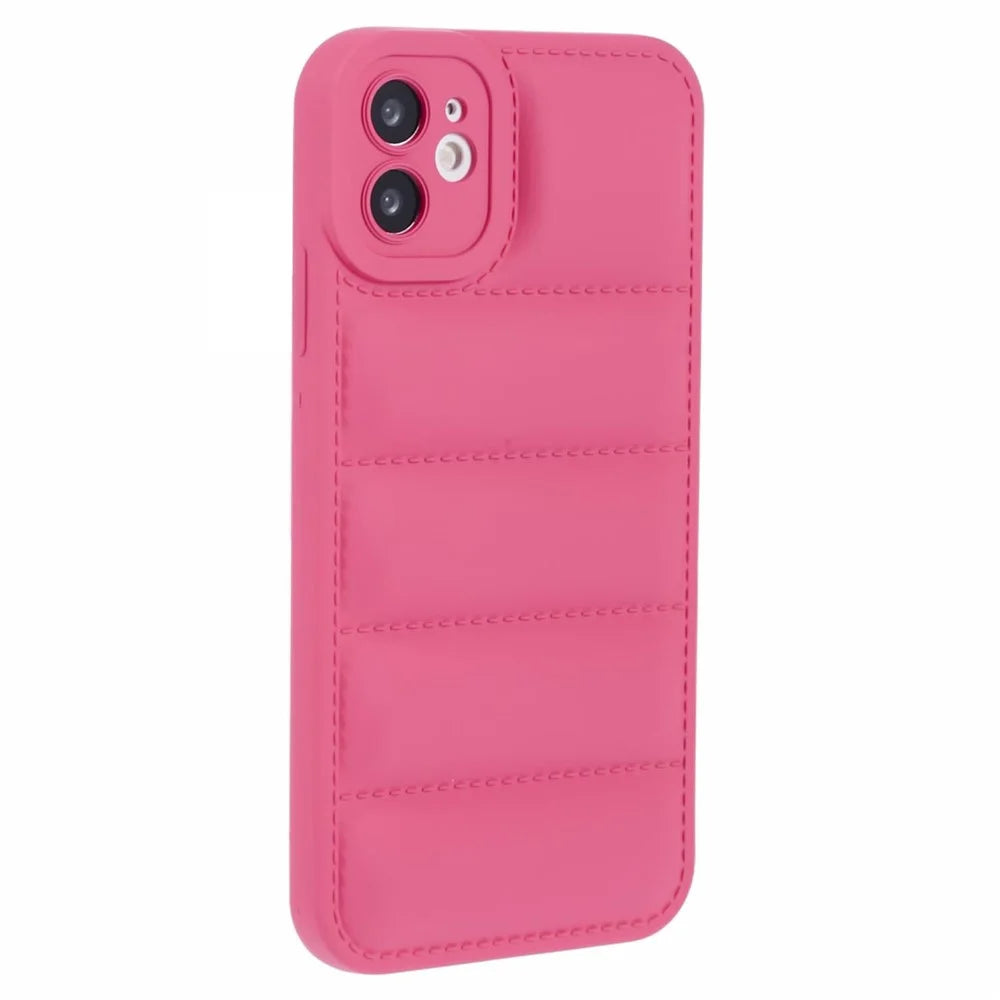 JTW Series TPU Case for iPhone 12 6.1 inch Shell Down Jacket Reinforced Four Corners Phone Cover - Rose - 1