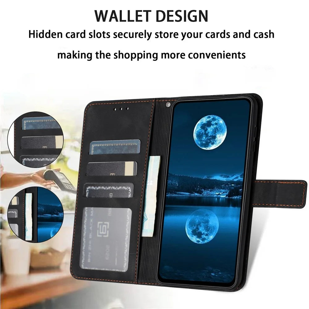 For Samsung Galaxy S23 FE Case Skin-touch PU Leather Wallet Folio Flip Phone Cover - Black - 2