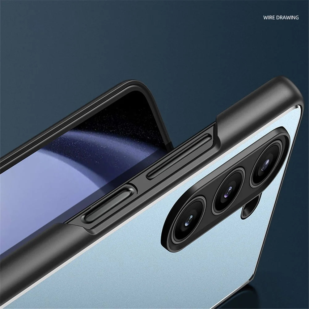For Samsung Galaxy Z Fold 5G Matte Case Metal+PC+TPU Cell Phone Protective Cover - Blue - 3