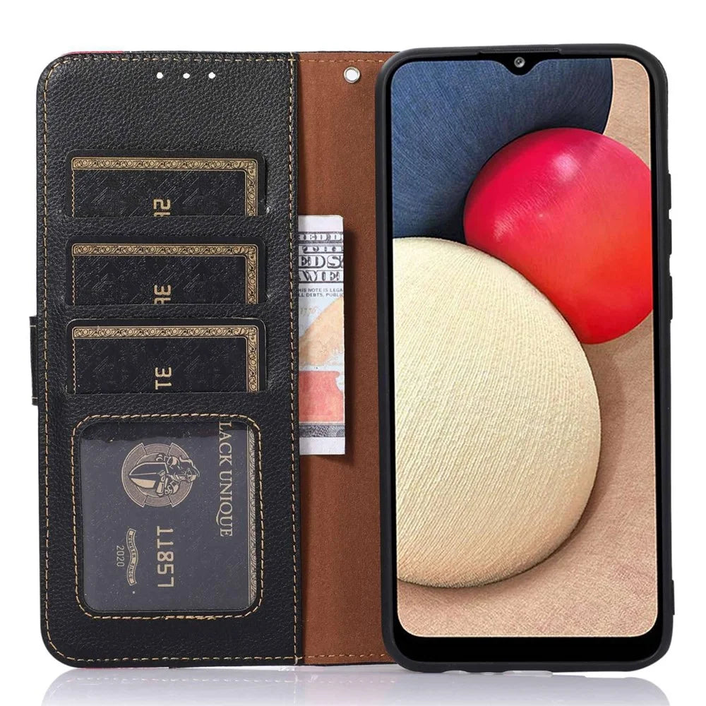 KHAZNEH For Google Pixel 10 Pro / 10 / 9 Pro / 9 Wallet Case RFID Blocking Litchi Texture Leather Phone Cover - Black - 4