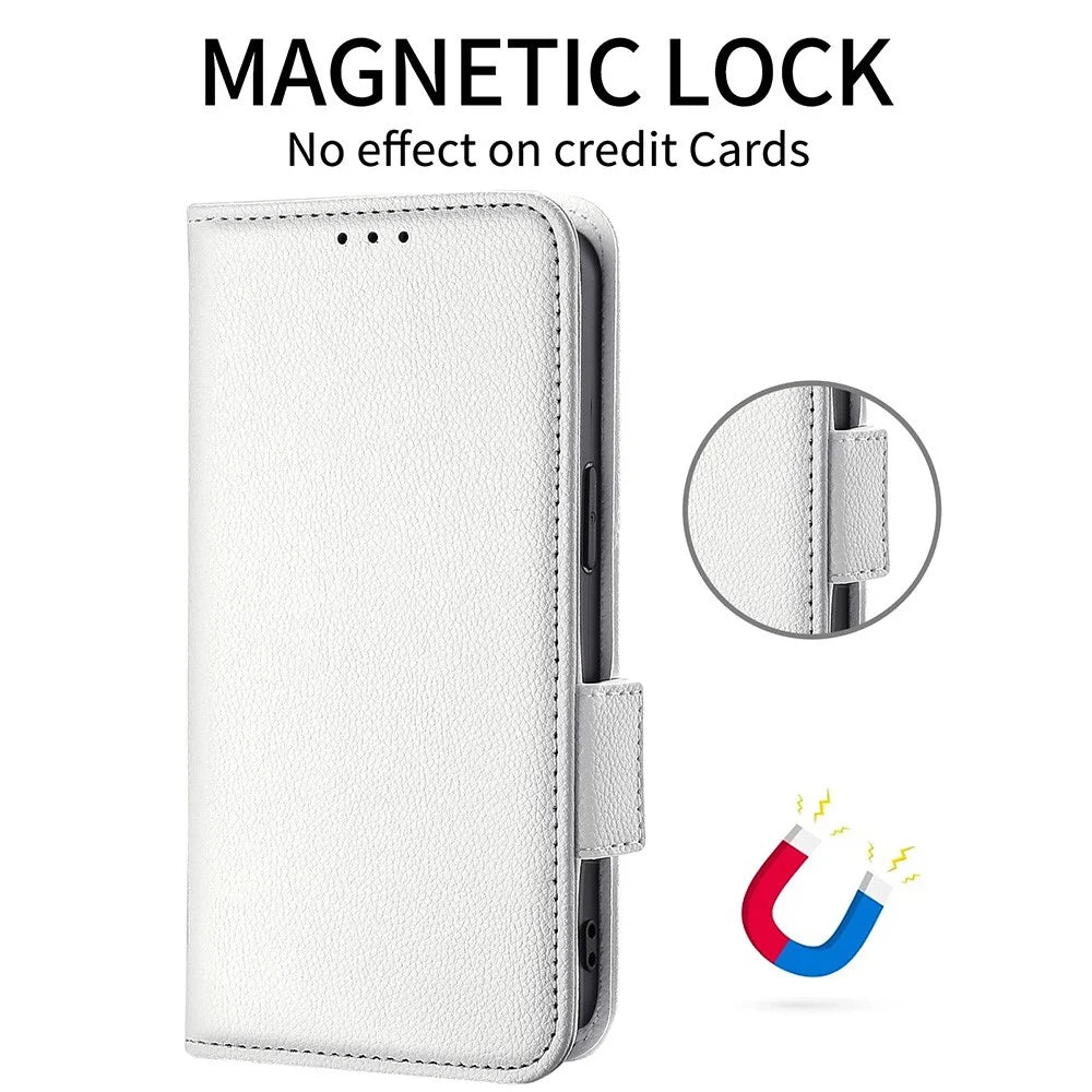 For TCL 505 T509K T5094 Case with Wrist Strap Litchi Texture PU Leather Wallet Phone Cover - White - 5