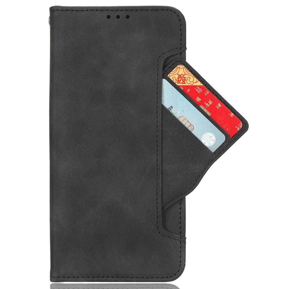 For TCL 50 SE Case PU Leather Multiple Card Slots Shockproof Flip Phone Cover - Black - 2