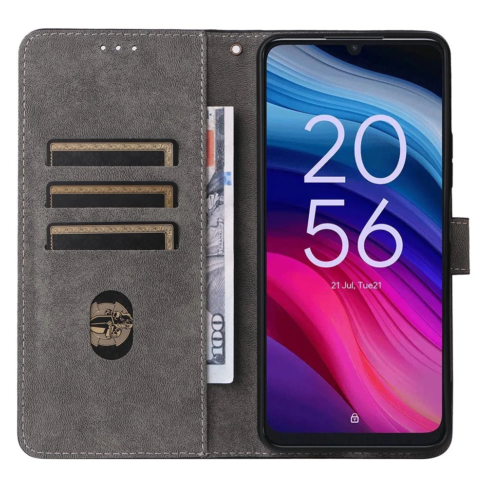 For TCL 505 T509K / T5094 Leather Case with Strap RFID Blocking Wallet Phone Cover - Black - 2