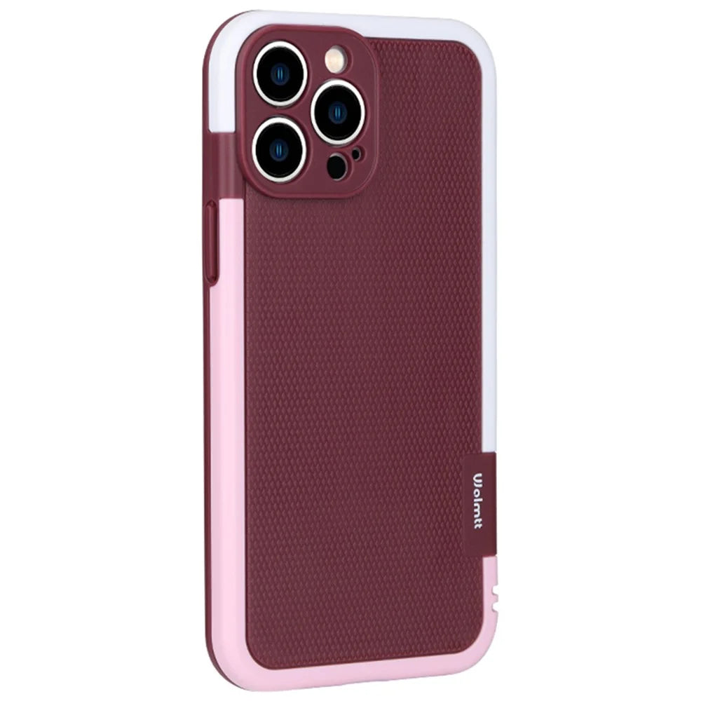 WOLMTT For iPhone 13 Pro Max 6.7 inch Case Dual Color Frame Drop Resistant PC+TPU Phone Cover - Red - 1
