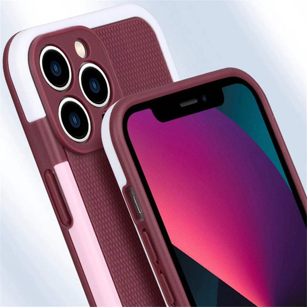 WOLMTT For iPhone 13 Pro Max 6.7 inch Case Dual Color Frame Drop Resistant PC+TPU Phone Cover - Red - 2