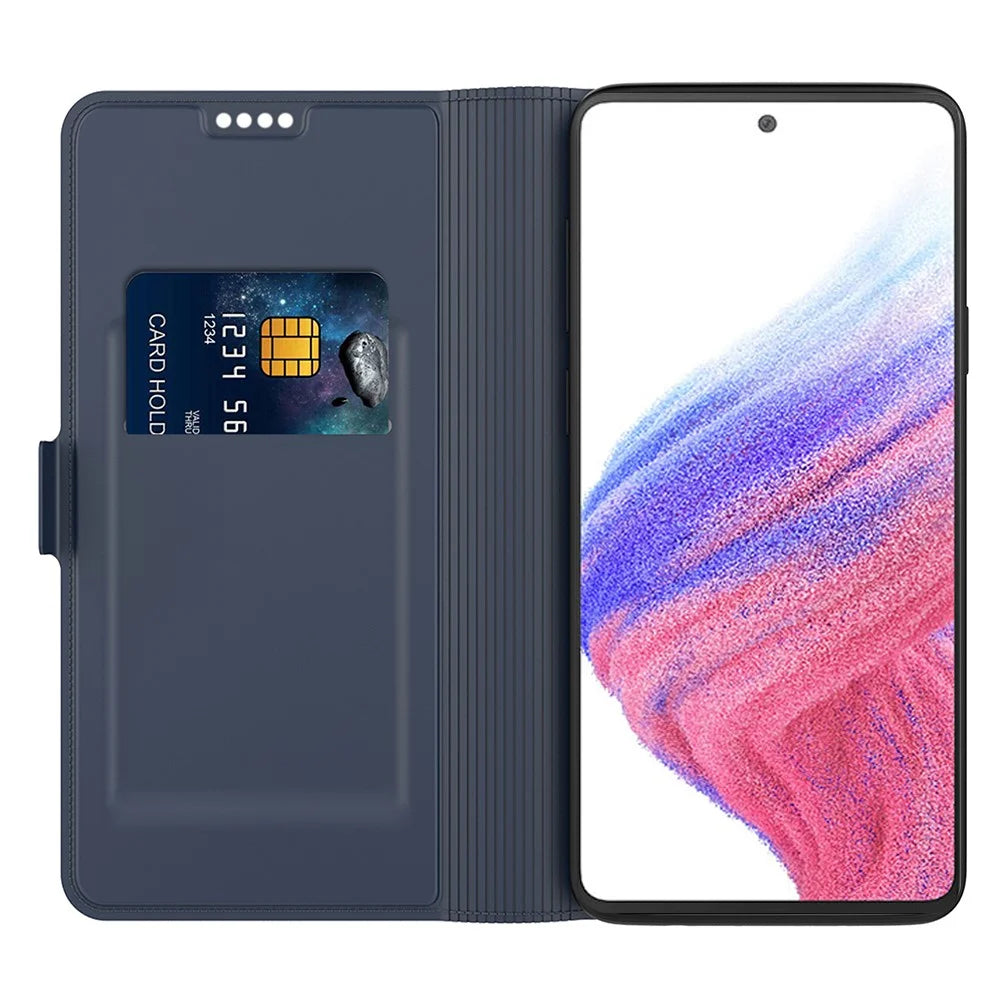 For Samsung Galaxy F15 5G Cell Phone Case Flip Stand PU Leather Cover with Card Slot - Blue - 2