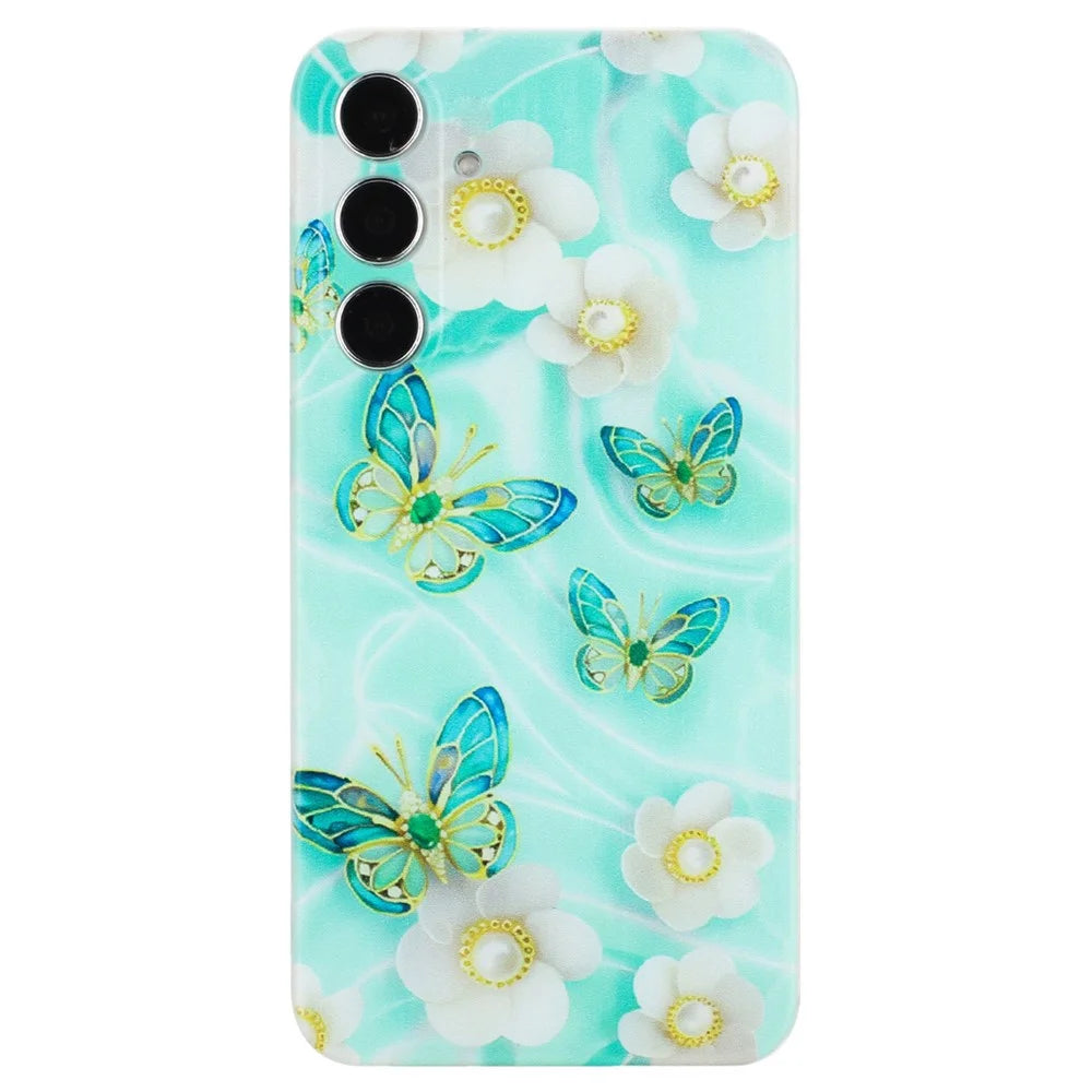 For Samsung Galaxy S24+ Case Pattern Printing Soft TPU Phone Cover - Butterfly and Flower - 1
