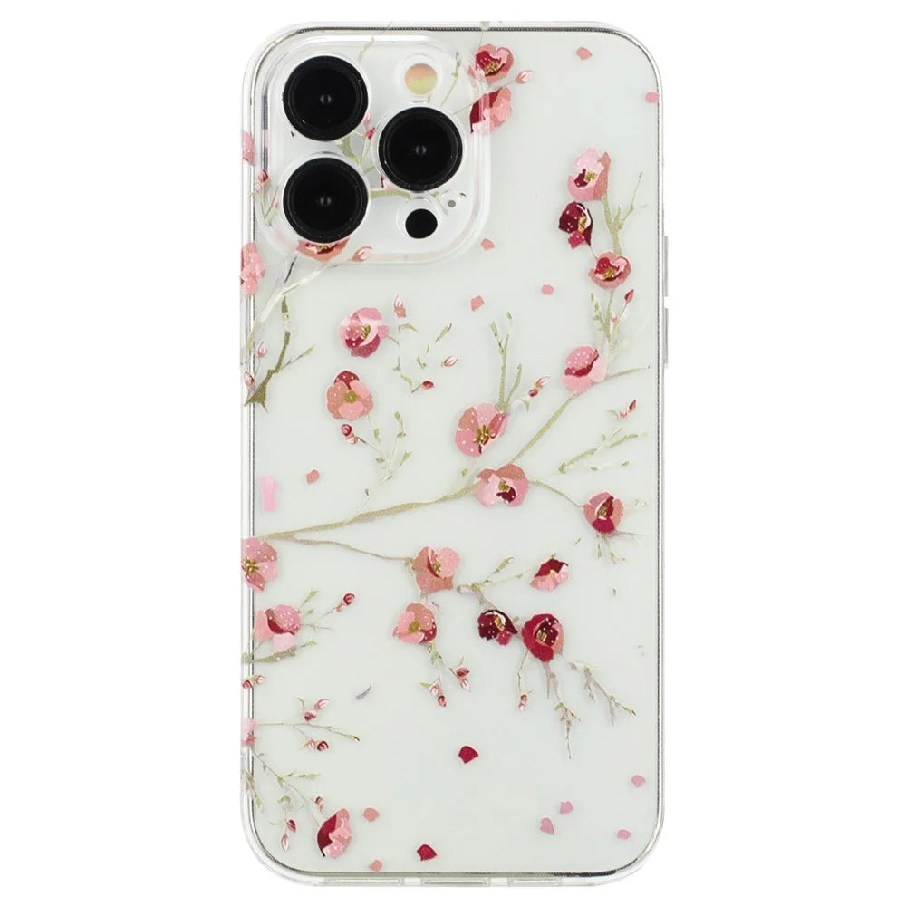 For iPhone 15 Pro Cover Soft TPU Pattern Printing Lightweight Phone Case - Flower - 1