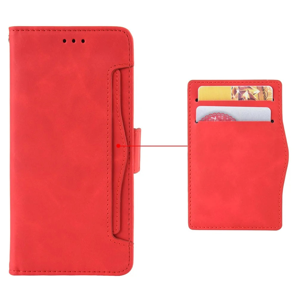 For TECNO Pova 6 Pro 5G LI9 Leather Case Multiple Card Slots Phone Cover -  Red - 6