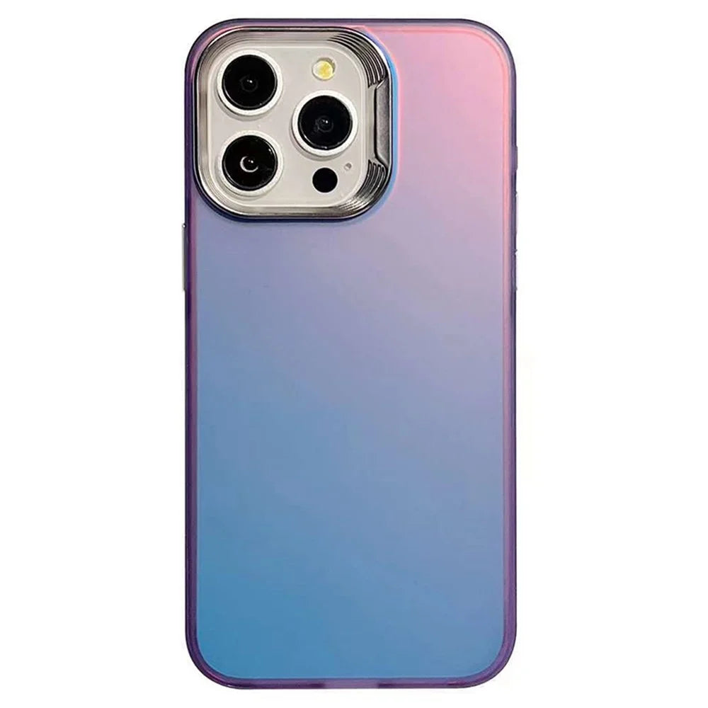 For iPhone 14 Pro Case Laser Gradient Anti-Scratch PC+TPU Phone Cover - Peacock Blue - 1