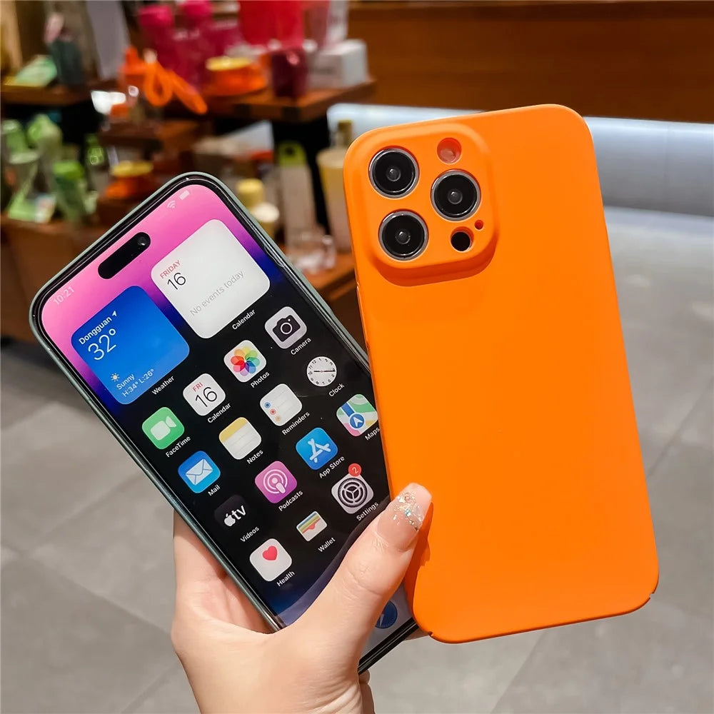 For iPhone 15 Pro Case Skin-touch Rubberized Anti-scratch Hard PC Phone Cover - Orange - 2