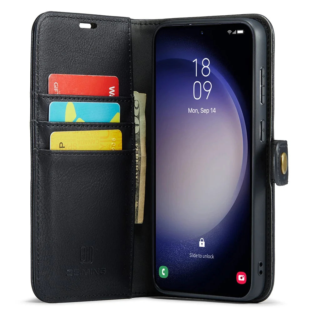 DG.MING for Samsung Galaxy A15 4G / A15 5G Case Detachable Split Leather Wallet Phone Cover - Black - 2