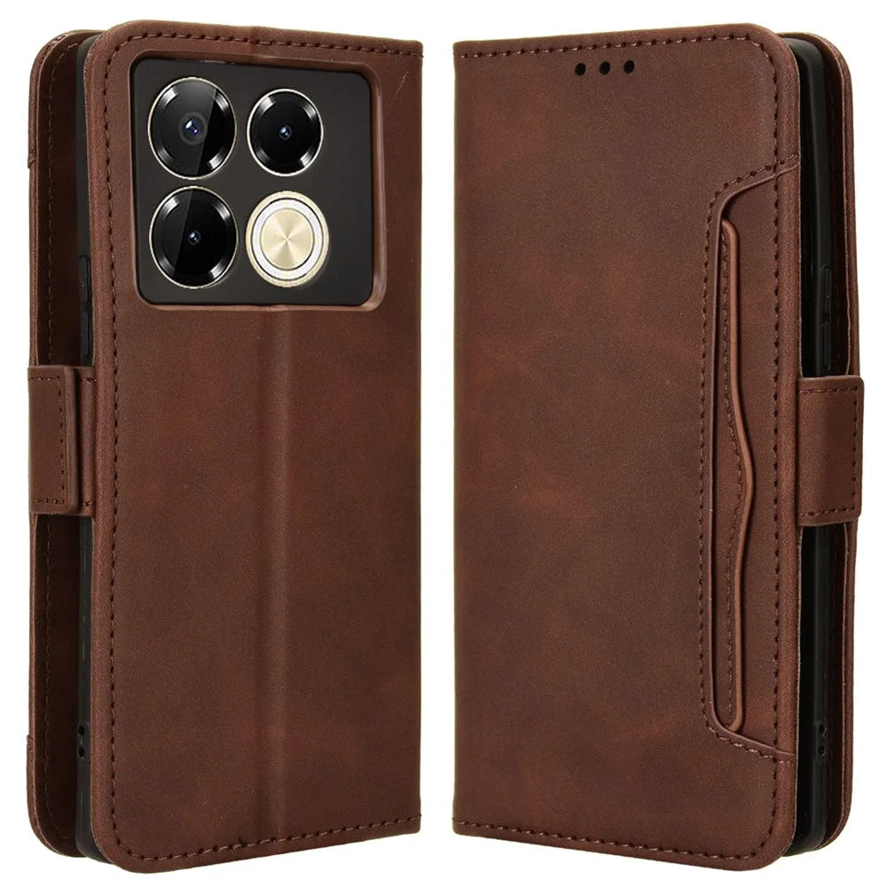 For Infinix Note 40 Pro 5G X6851 / Note 40 Pro+ X6851B Leather Phone Case with Multiple Card Slots - Brown - 1