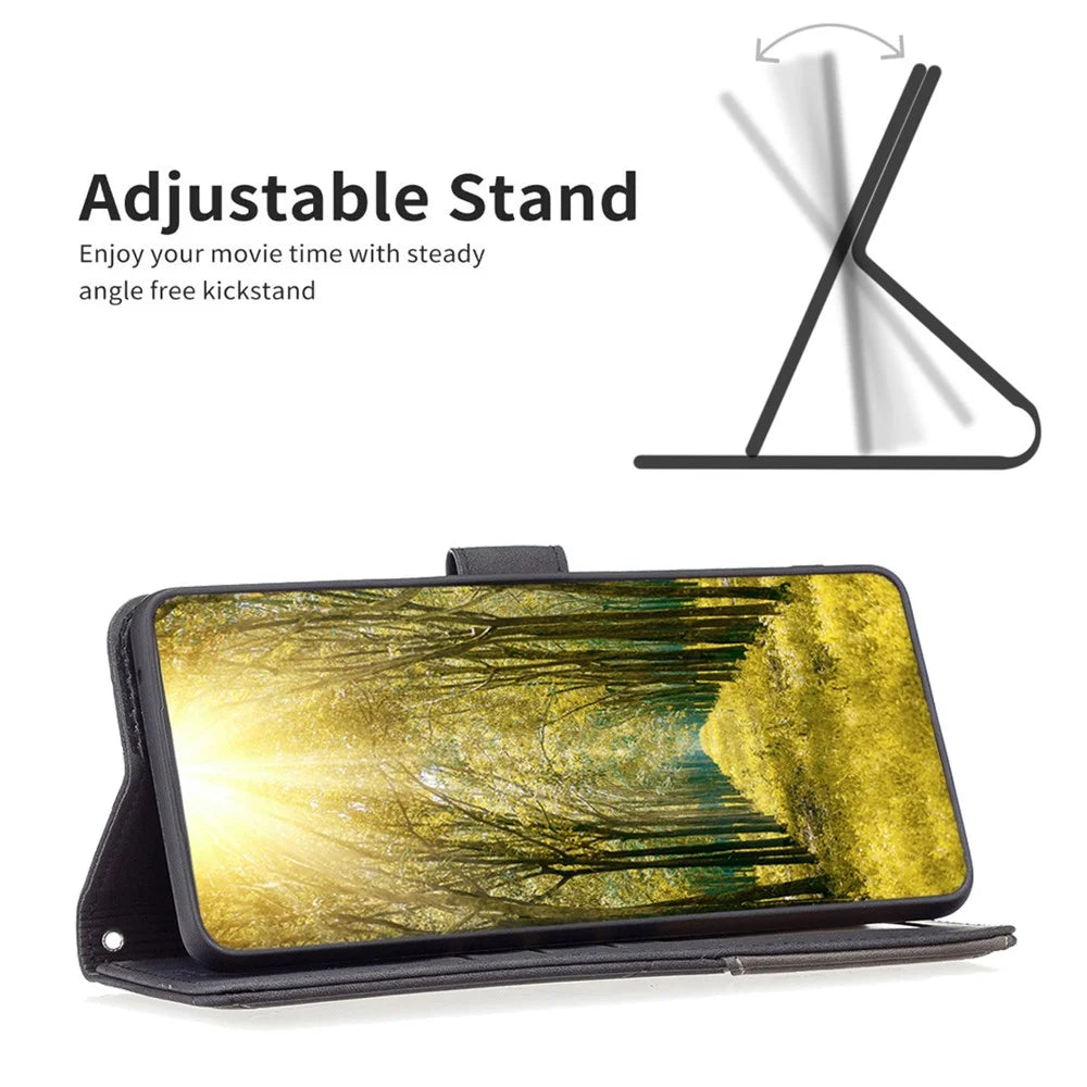 BINFEN COLOR For Infinix Note 40 Pro 4G / 5G / Note 40 Pro+ Phone Cases Wallet Stand Geometry Imprint Leather Cover - Black - 2