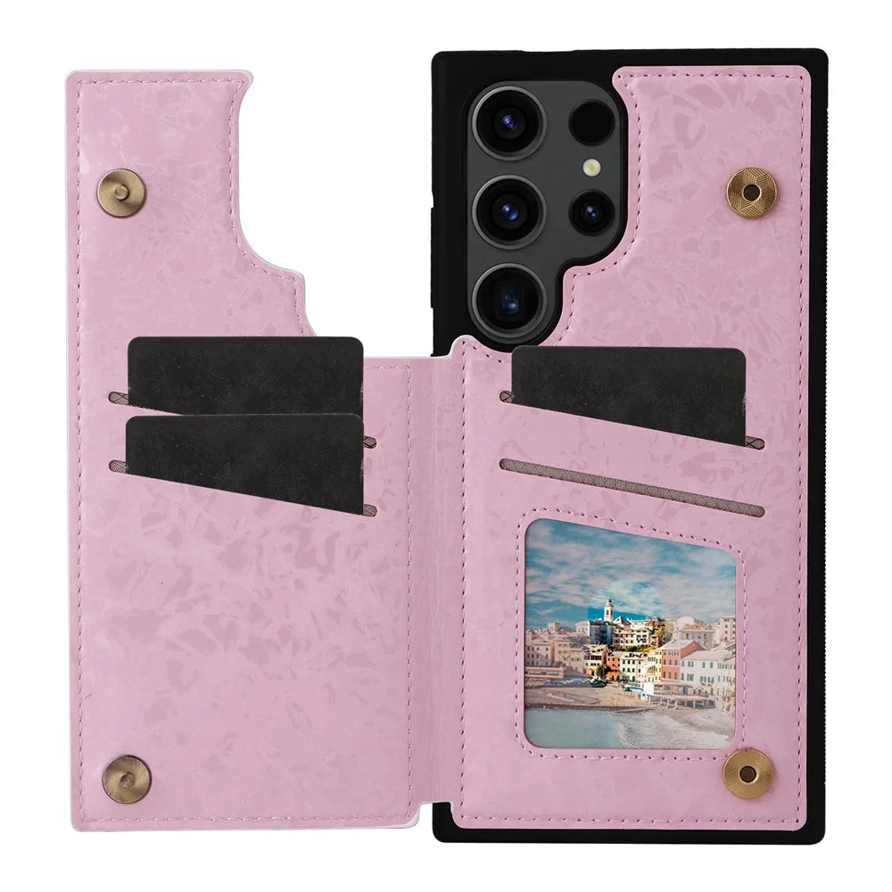 For Samsung Galaxy S23 Ultra Case Kickstand PU Leather+TPU Floral Phone Cover - Rose - 2