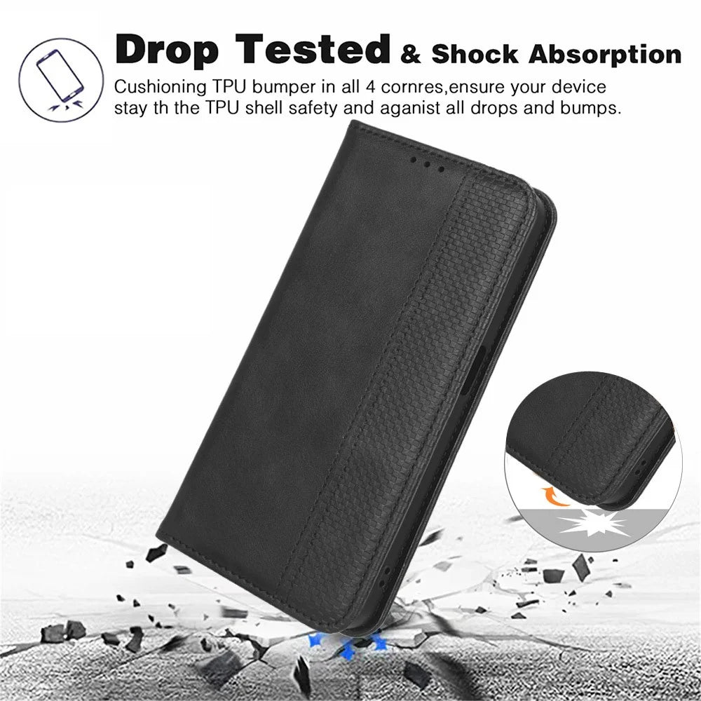 For Infinix Note 40 Pro 4G / X6850 Wallet Case Retro Leather Phone Cover - Black - 5