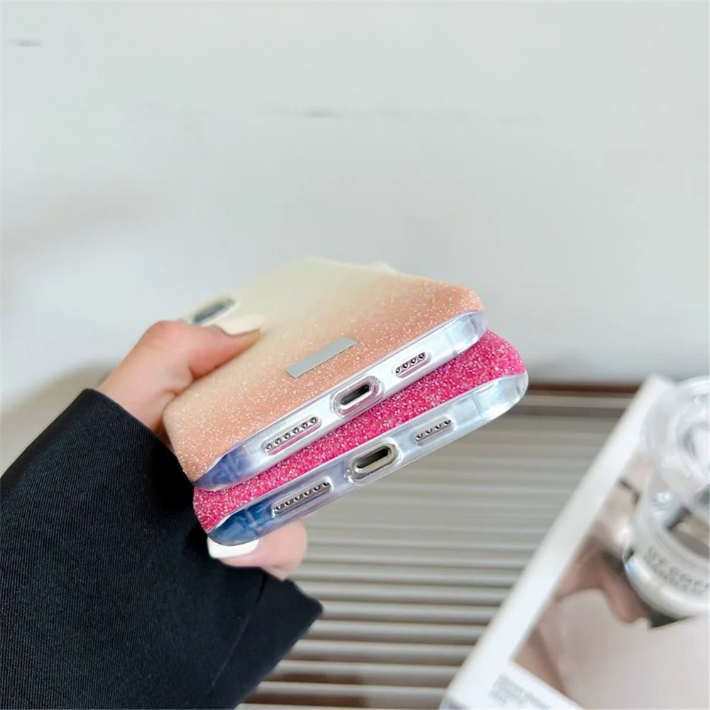 VESCENT For iPhone 13 Pro Max Cover PC+TPU Glittery Powder Gradient Color Phone Case - Black - 4