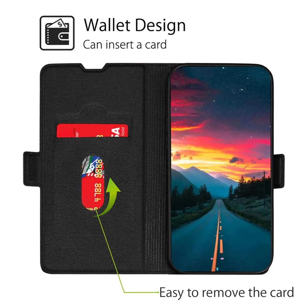 For Infinix Hot 40i Protective Case PU Leather + TPU Fully Wrapped Phone Cover - Black - 2