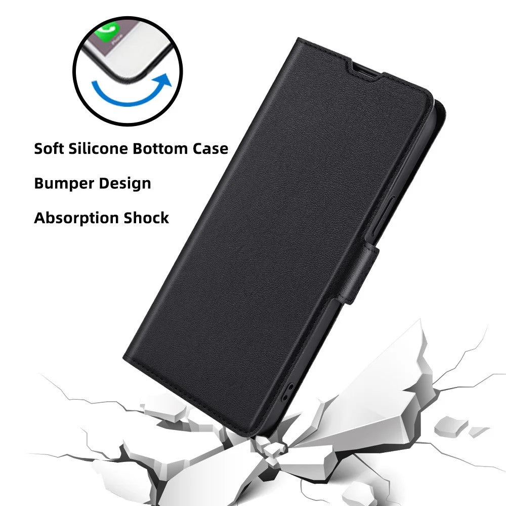 For Infinix Hot 40i Protective Case PU Leather + TPU Fully Wrapped Phone Cover - Black - 4