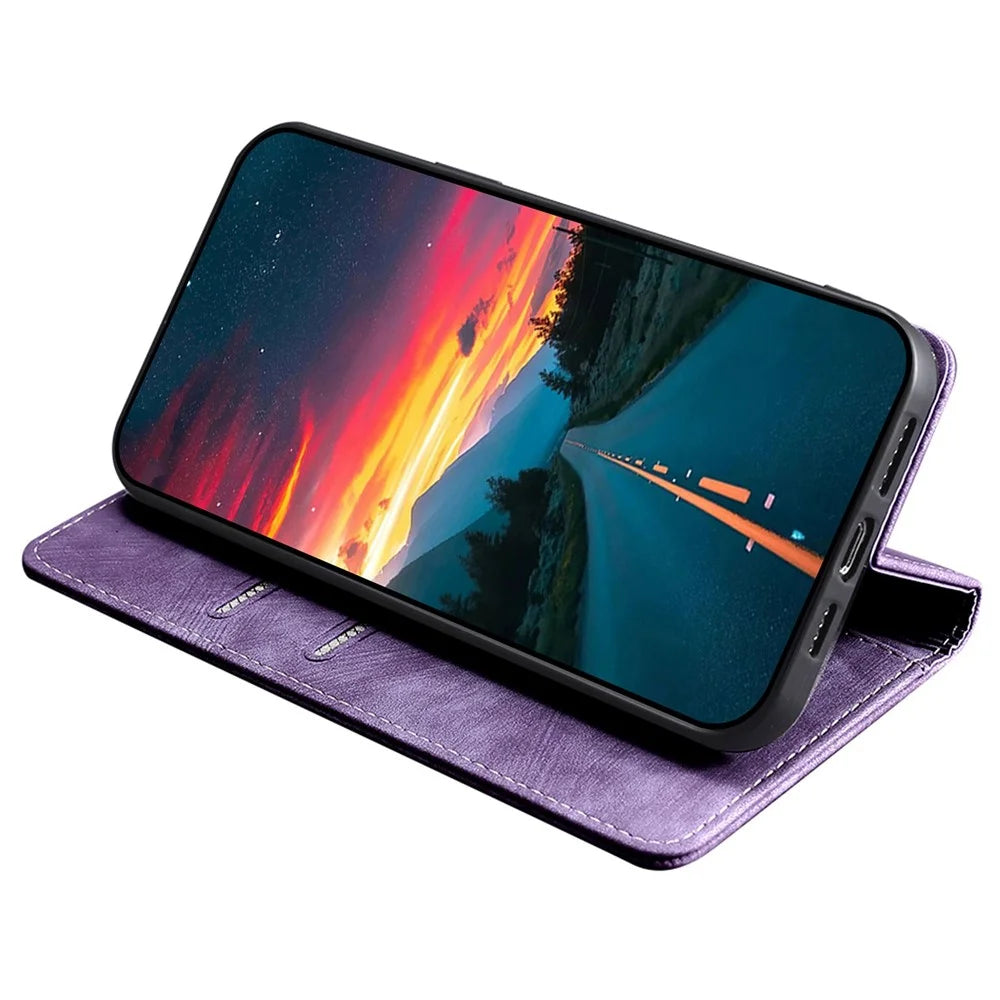 For Samsung Galaxy Xcover7 Case RFID Blocking Wallet PU Leather Stand Phone Cover - Purple - 3
