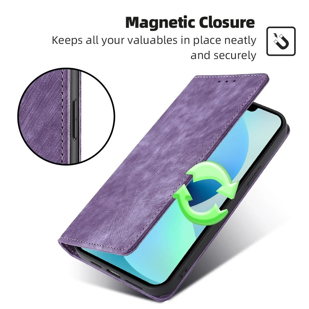 For Samsung Galaxy Xcover7 Case RFID Blocking Wallet PU Leather Stand Phone Cover - Purple - 4