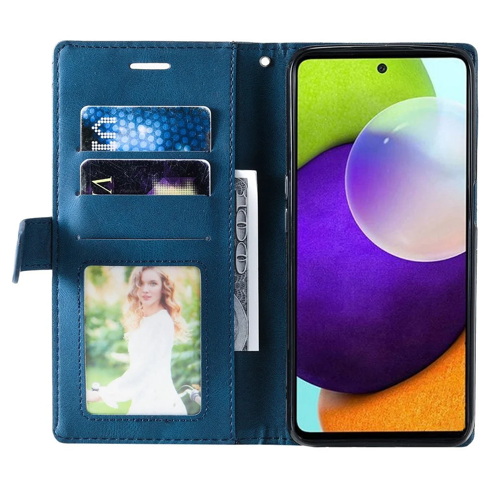 For Samsung Galaxy A13 4G Case PU Leather Skin-Friendly Flip Phone Cover - Blue - 2