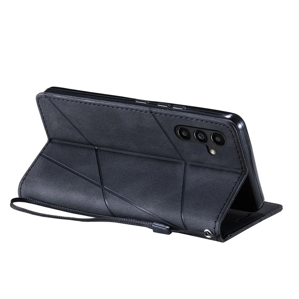 For Samsung Galaxy A34 5G Phone Case Anti-Scratch PU Leather Wallet Phone Stand Cover - Black - 3