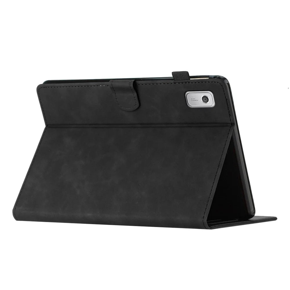 For Lenovo Tab M9 TB-310FU Case Card Slots PU Leather Coconut Tree Imprinted Tablet Cover Auto Wake / Sleep - Black - 4