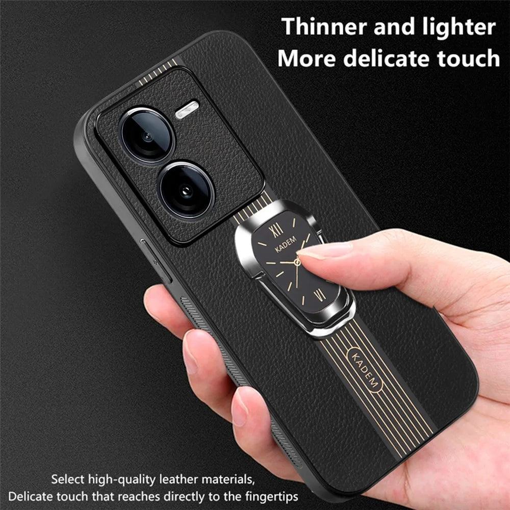 KADEM For vivo iQOO Z9 5G Kickstand Case Leather Coated TPU+Acrylic Hybrid Phone Cover - Green - 6