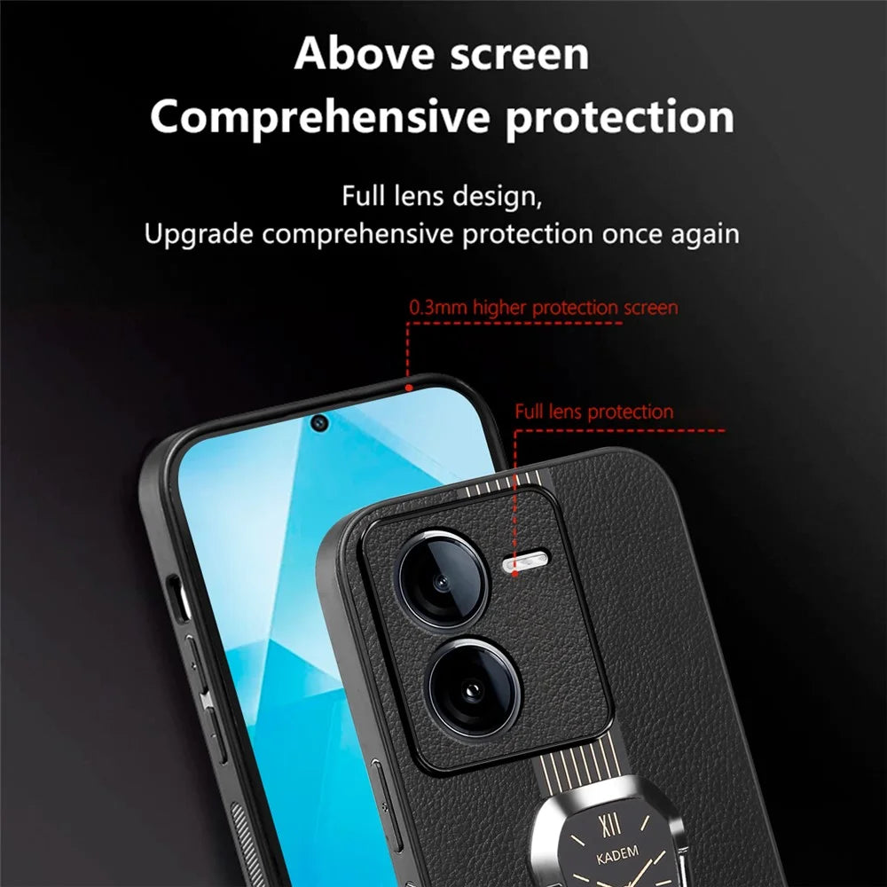 KADEM For vivo iQOO Z9 5G Kickstand Case Leather Coated TPU+Acrylic Hybrid Phone Cover - Green - 7