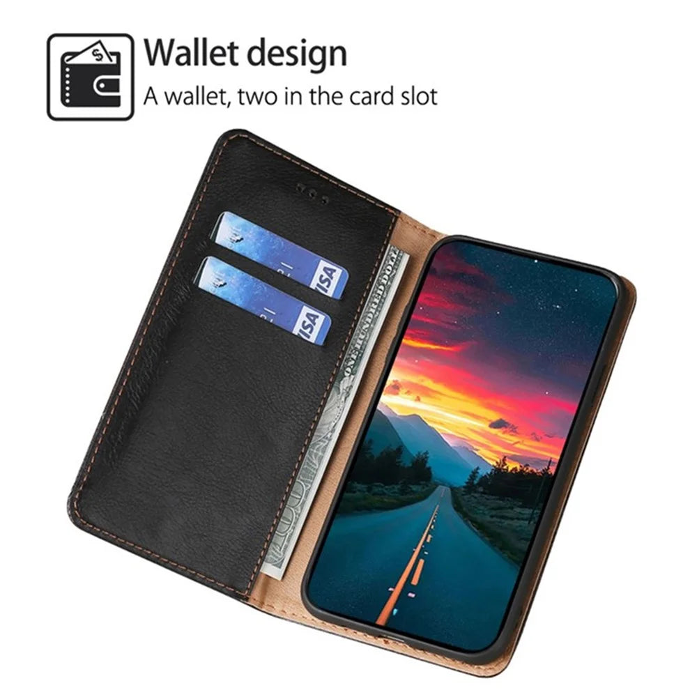 For Samsung Galaxy S23 FE Anti-scratch Case Wallet Card Slots PU Leather Magnetic Cell Phone Cover - Black - 2