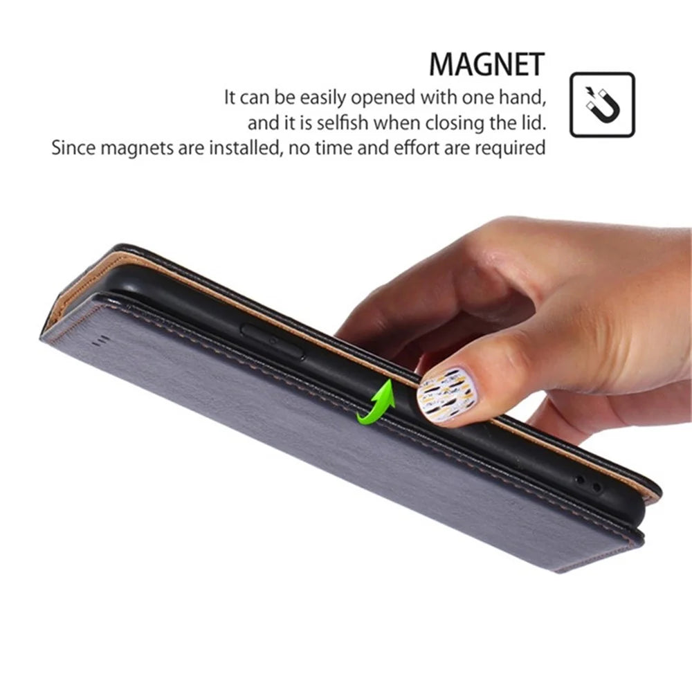 For Samsung Galaxy S23 FE Anti-scratch Case Wallet Card Slots PU Leather Magnetic Cell Phone Cover - Black - 4